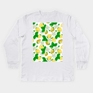 Yellow Strawberries Kids Long Sleeve T-Shirt